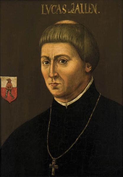 The portrait of Lukas Watzenrode, Bishop of Warmia and maternal uncle of Nicolaus Copernicus. The reconstruction was made by Prof. Józef Flik and the original is lost. It is held in the Regional Museum in Toruń