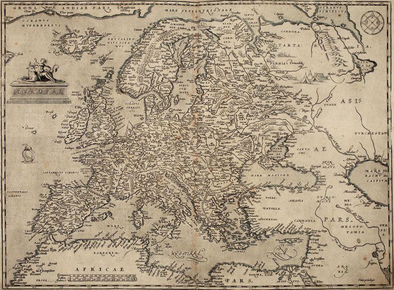 The map of Europe from the atlas of Abraham Ortelius published in Antwerp in 1573. Regional Public Library - Copernican Library in Toruń