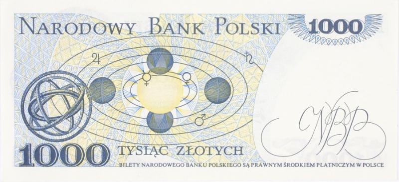 Andrzej Heidrich, 1000 PLN bank note - reverse