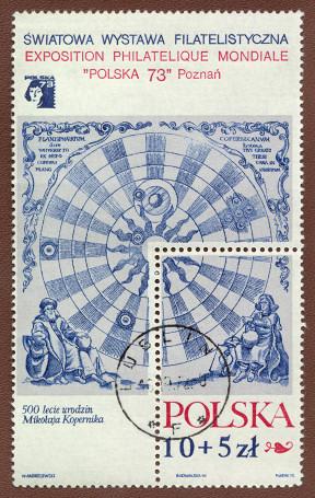 Waldemar Andrzejewski, engraving Barbara Kowalska, Stamp block bl45 from the series „500. anniversary of the birth of Nicolaus Copernicus”, 1972