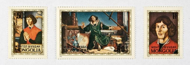 Postage stamp series issued on the occasion of the 500th anniversary of the birth of Nicolaus Copernicus, 1973