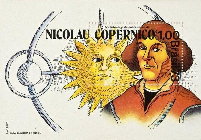 Commemorative postage block of Nicolau Copérnico (Brazil), 1973