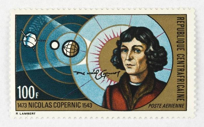 100 Franc Nicolas Copernic stamp (Central African Republic), 1973